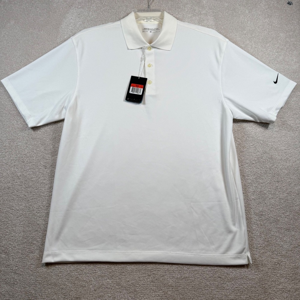 NEW Nike Golf Polo Shirt Mens Large White Dri-FIT Short Sleeve - Picture 2 of 8